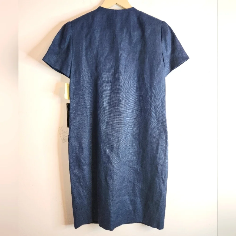 VTG KELLY GRAHAM 100% Linen Navy Blue Dress, size 6 - Picture 2 of 13